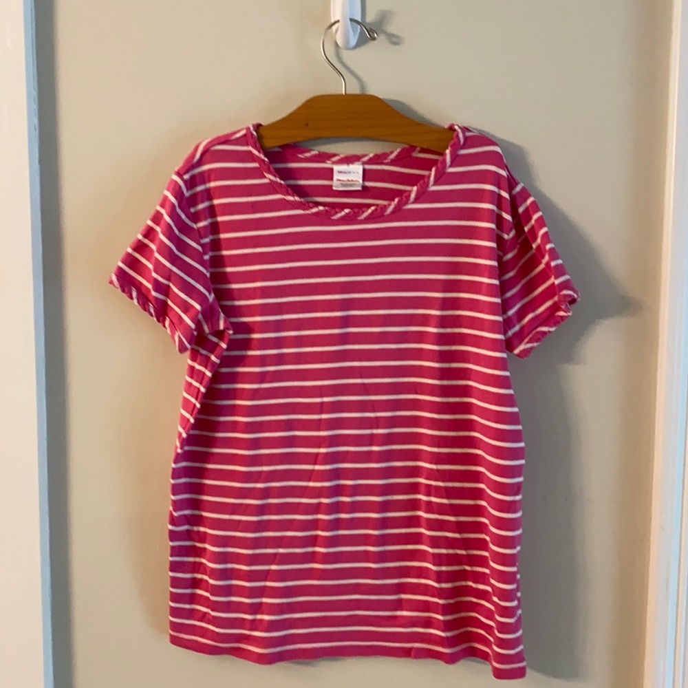 Hanna Andersson pink and white striped shirt
